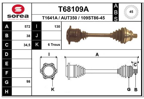 Приводной вал EAI T68109A