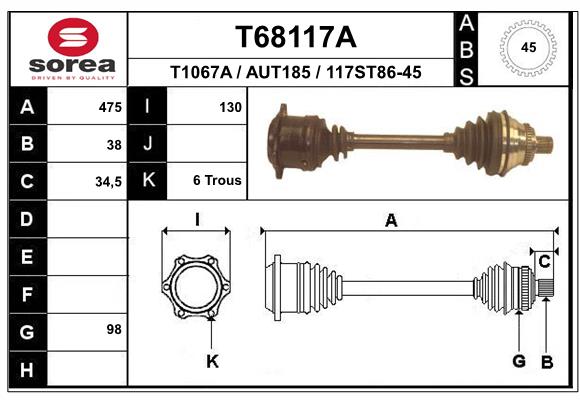 Приводной вал EAI T68117A