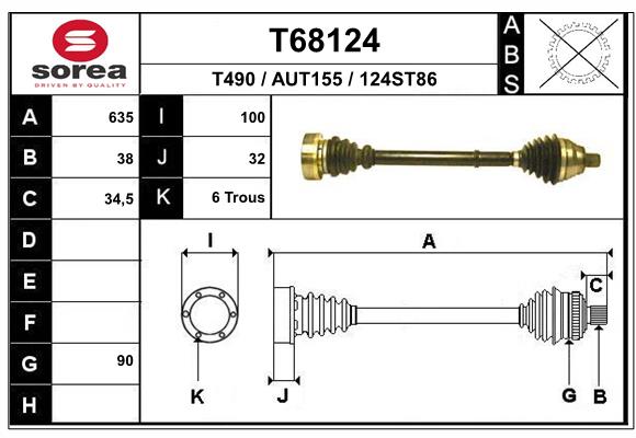 Приводной вал EAI T68124