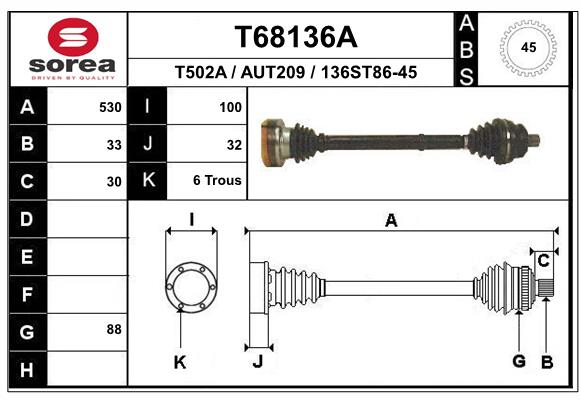 Приводной вал EAI T68136A