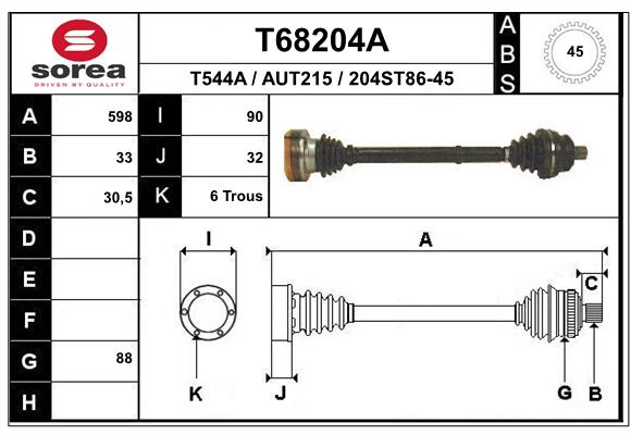 Приводной вал EAI T68204A