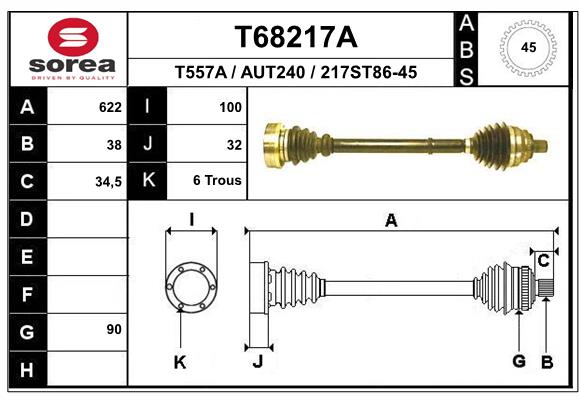 Приводной вал EAI T68217A