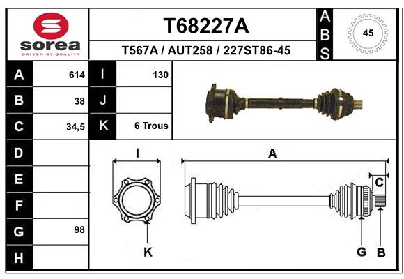 Приводной вал EAI T68227A