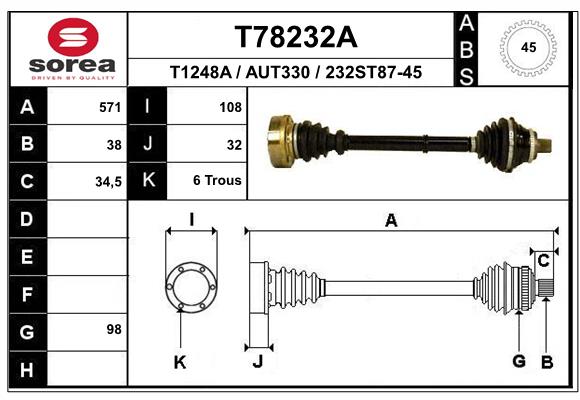 Приводной вал EAI T78232A