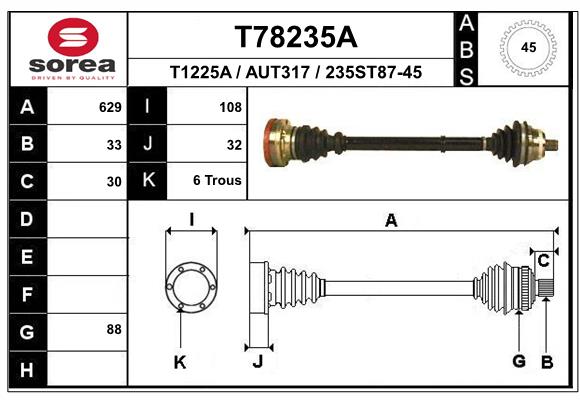 Приводной вал EAI T78235A