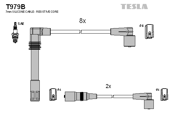Комплект проводов зажигания alternative TESLA T979B