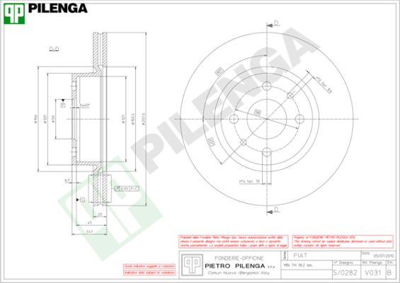 Тормозной диск PILENGA V031