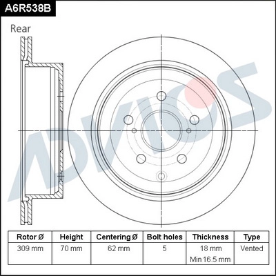 Тормозной диск ADVICS A6R538B