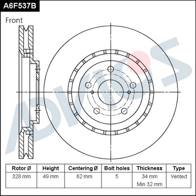 Тормозной диск ADVICS A6F537B