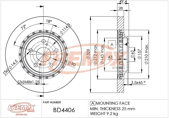 Тормозной диск FREMAX BD-4406