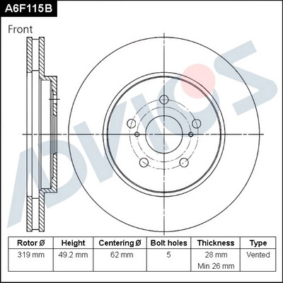 Тормозной диск ADVICS A6F115B