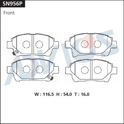 Комплект тормозных колодок дисковый тормоз ADVICS SN956P