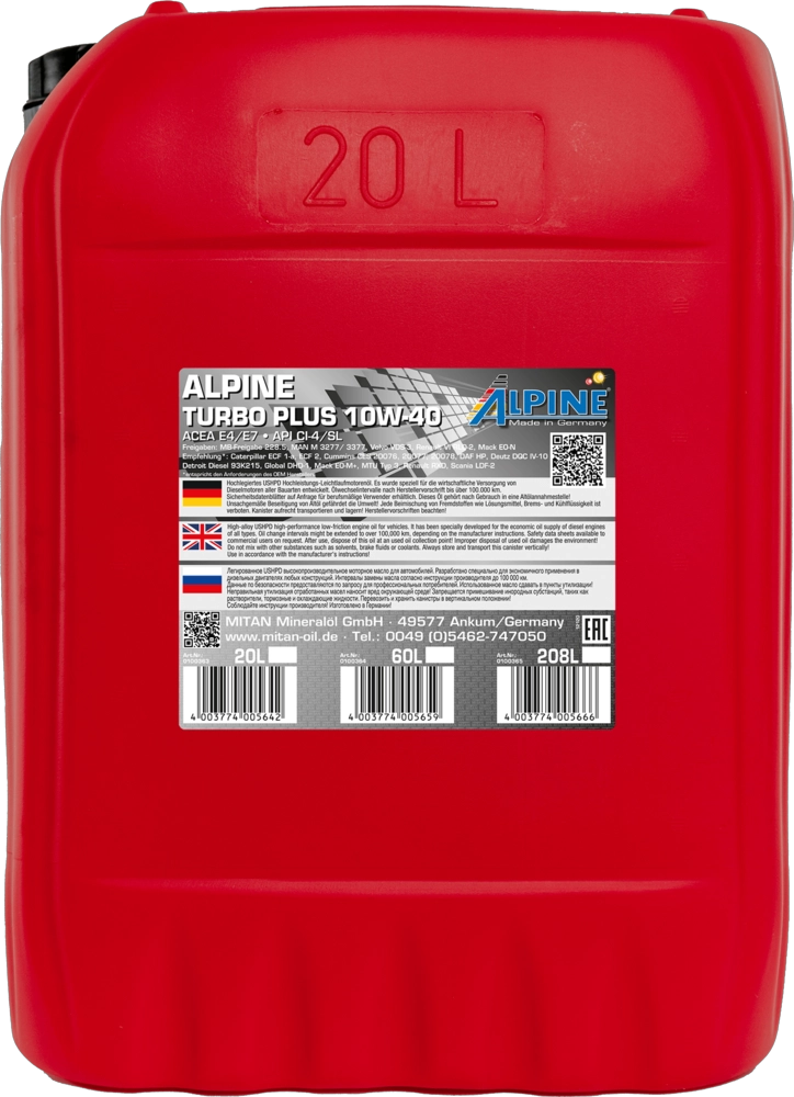 Моторное масло turbo plus 10w-40 ALPINE 0100363