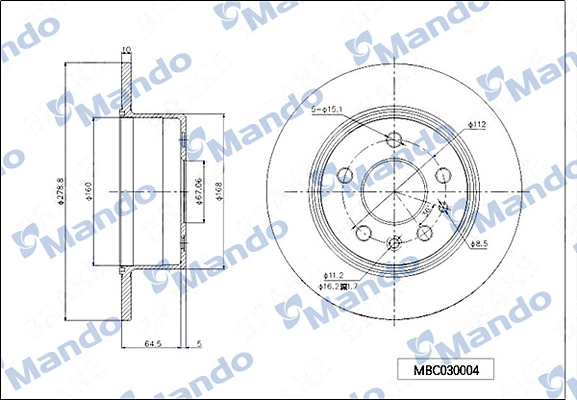 Тормозной диск MANDO MBC030004