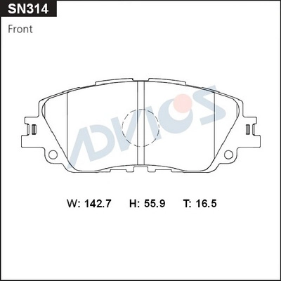 Комплект тормозных колодок дисковый тормоз ADVICS SN314