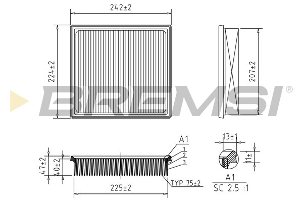 Воздушный фильтр BREMSI FA2581