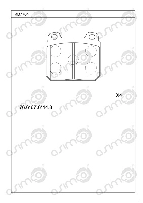 Комплект тормозных колодок дисковый тормоз ASIMCO KD7704