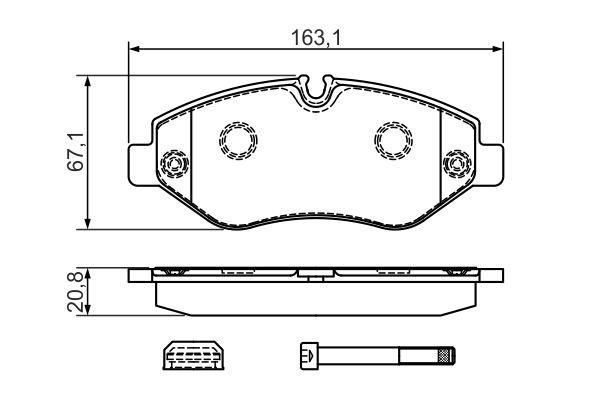 Комплект тормозных колодок дисковый тормоз BOSCH 0 986 494 728