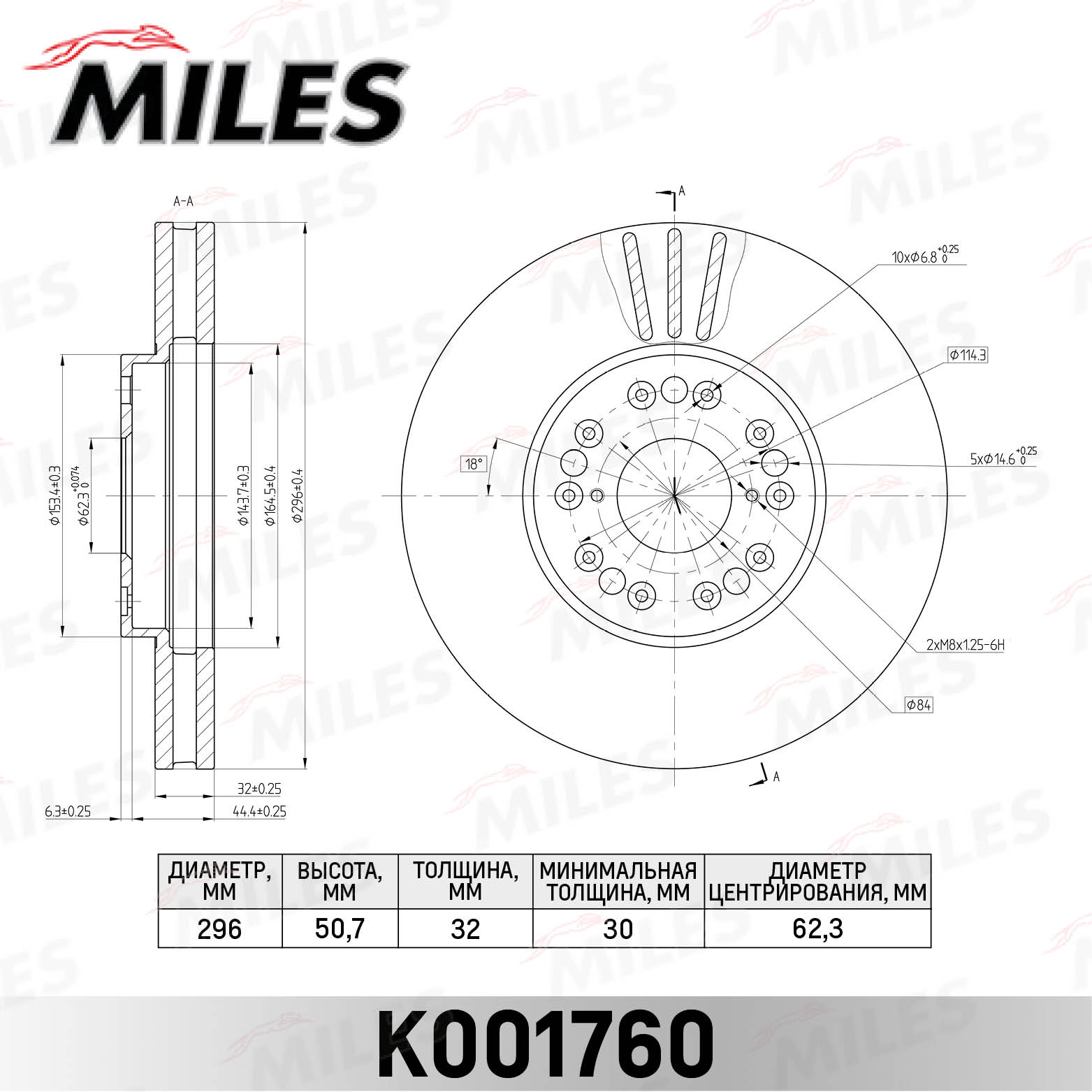 Тормозной диск MILES K001760