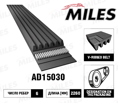 Поликлиновой ремень MILES AD15030