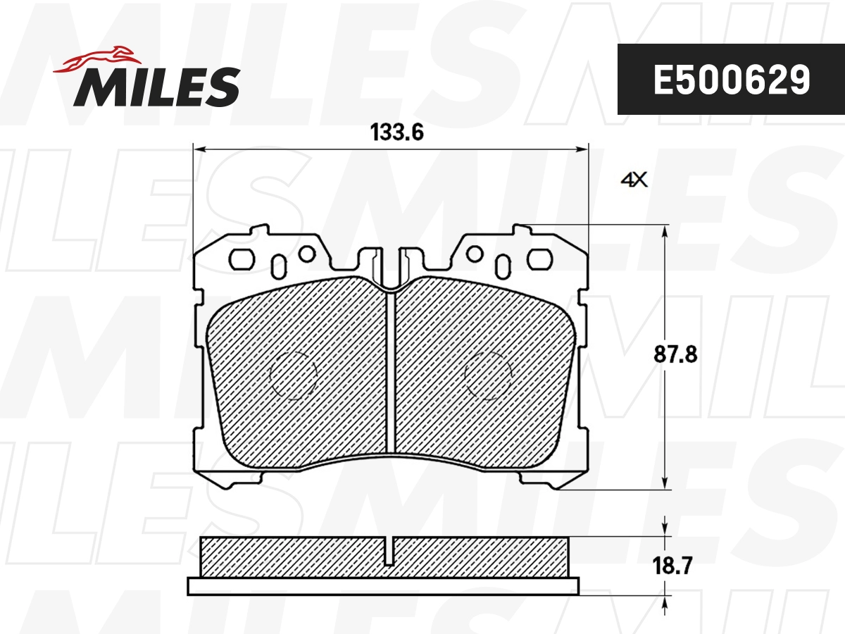Комплект тормозных колодок дисковый тормоз MILES E500629