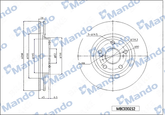 Тормозной диск MANDO MBC030212
