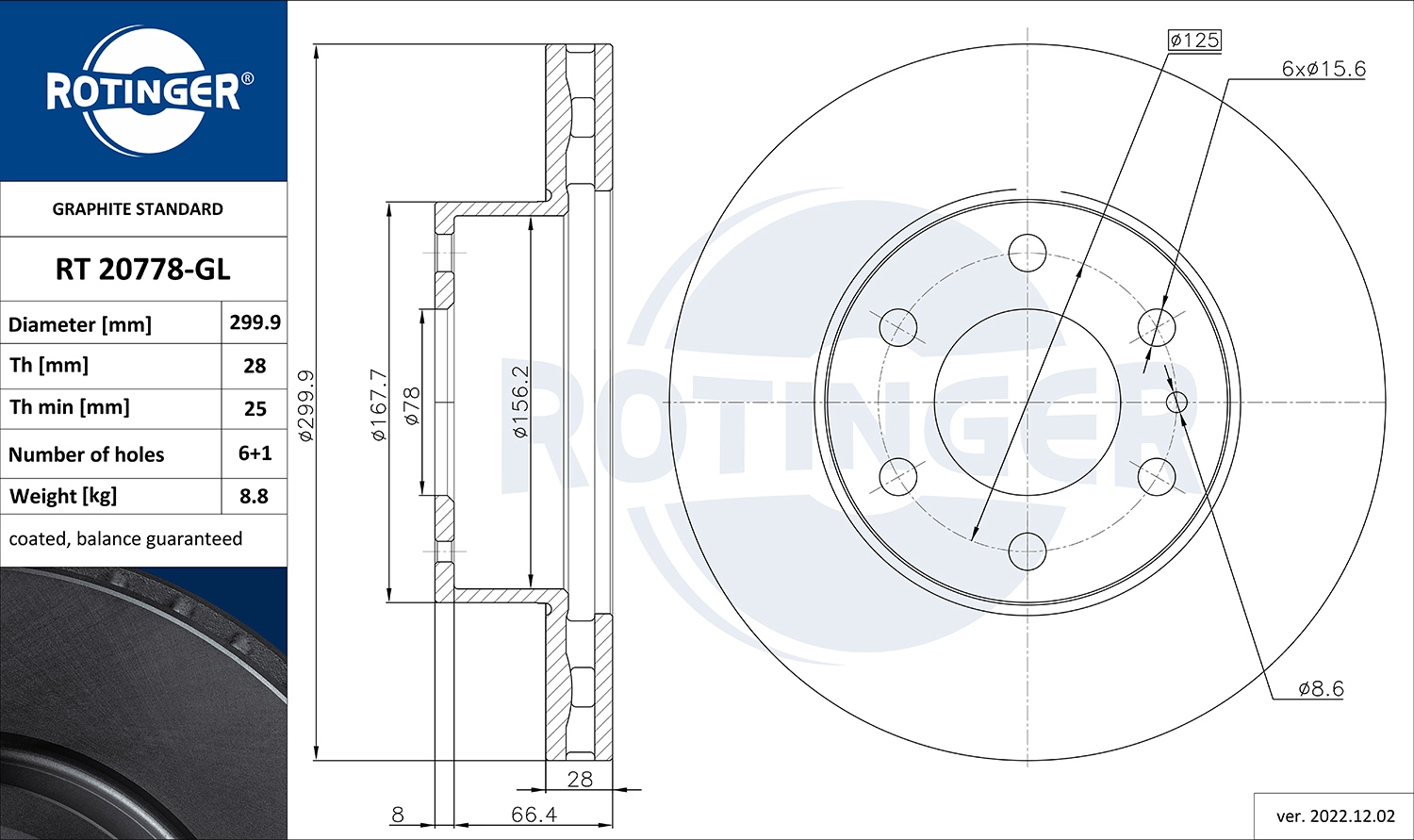 Тормозной диск graphite line ROTINGER RT 20778-GL