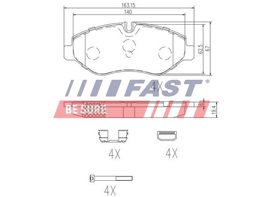 Комплект тормозных колодок дисковый тормоз FAST FT29135