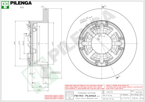 Тормозной диск PILENGA 5834
