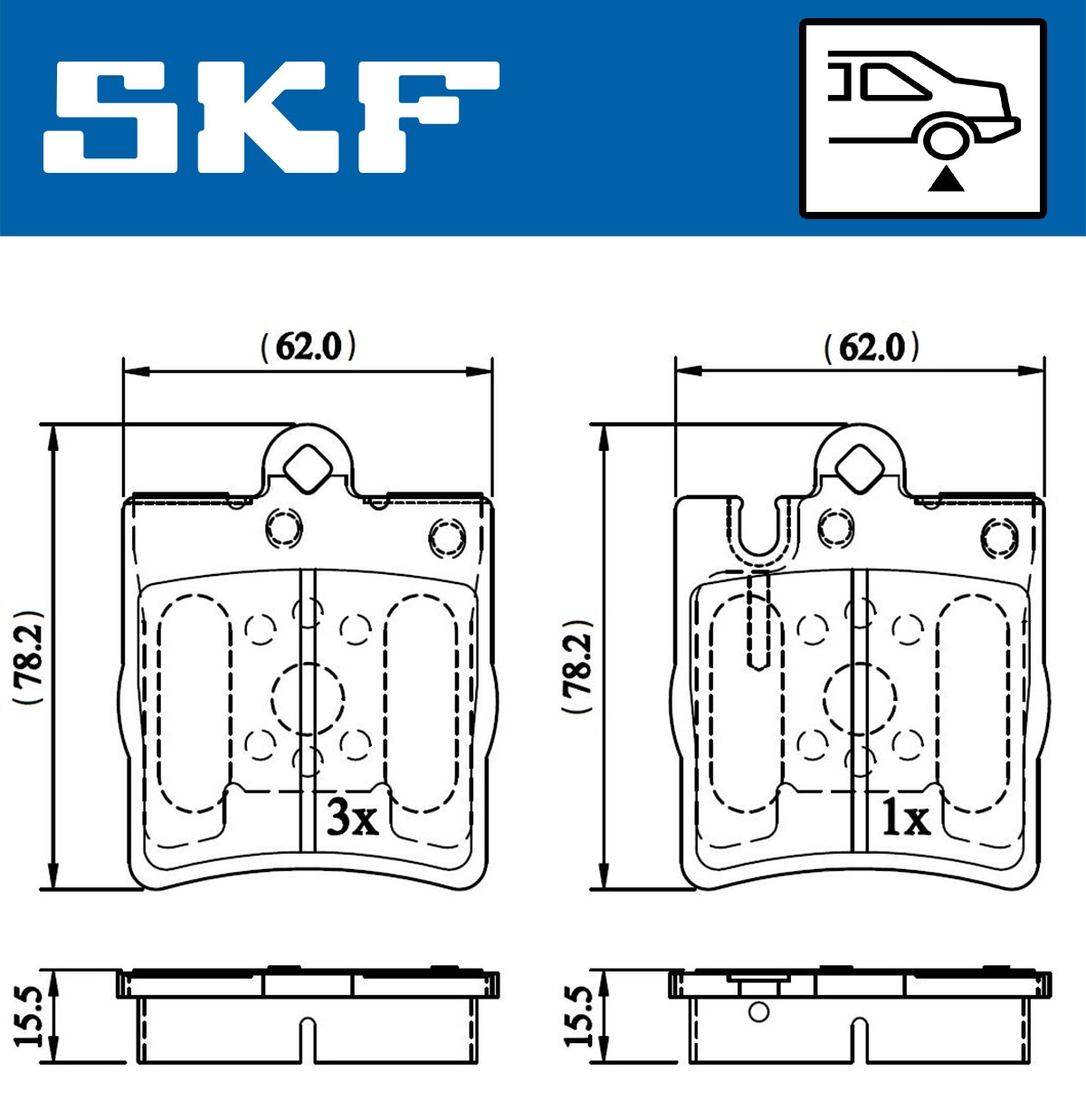 Комплект тормозных колодок дисковый тормоз SKF VKBP 90199