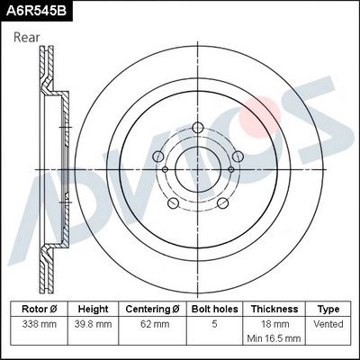 Тормозной диск ADVICS A6R545B