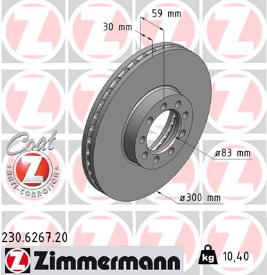 Тормозной диск coat z ZIMMERMANN 230.6267.20
