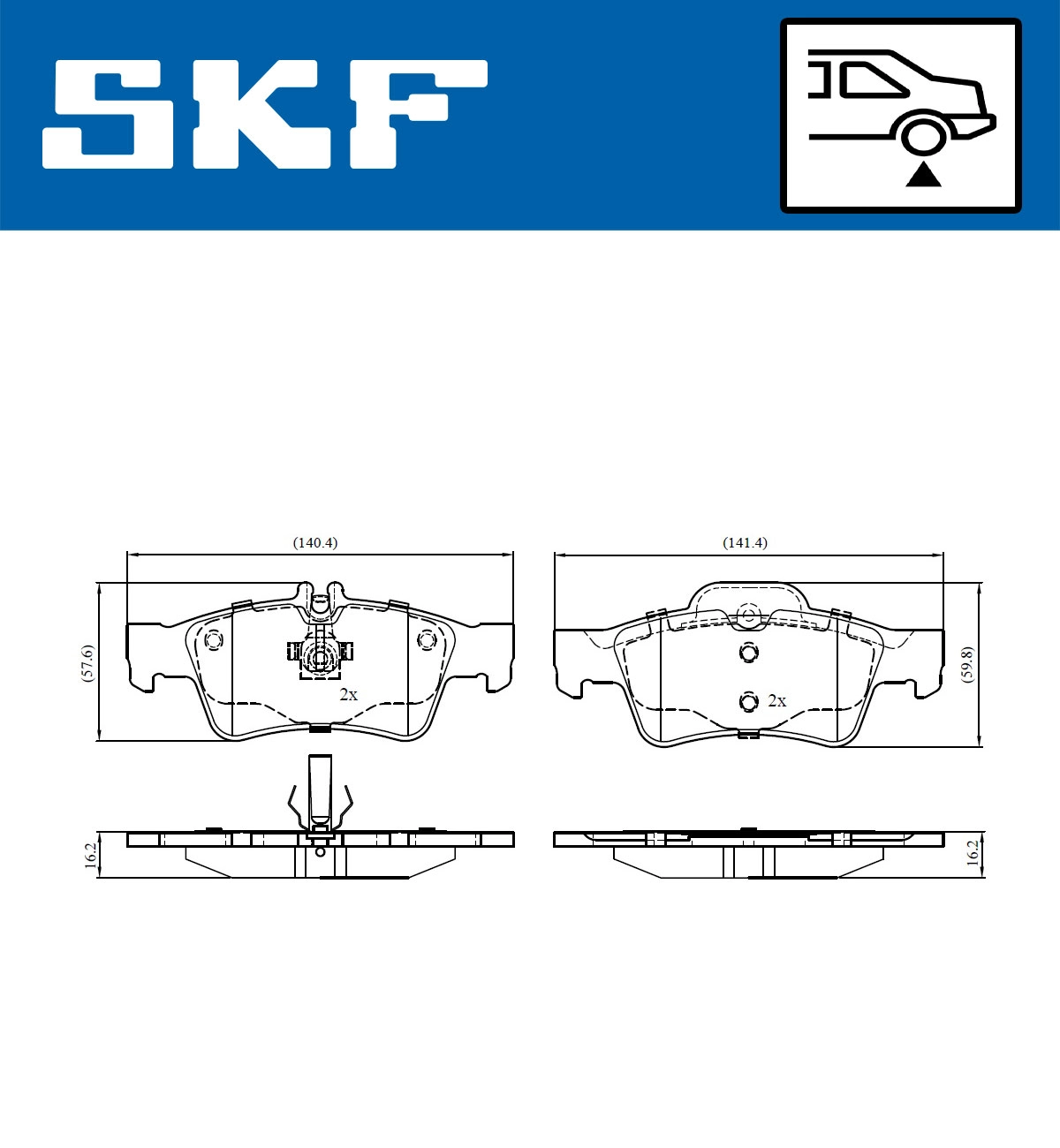 Комплект тормозных колодок дисковый тормоз SKF VKBP 90065