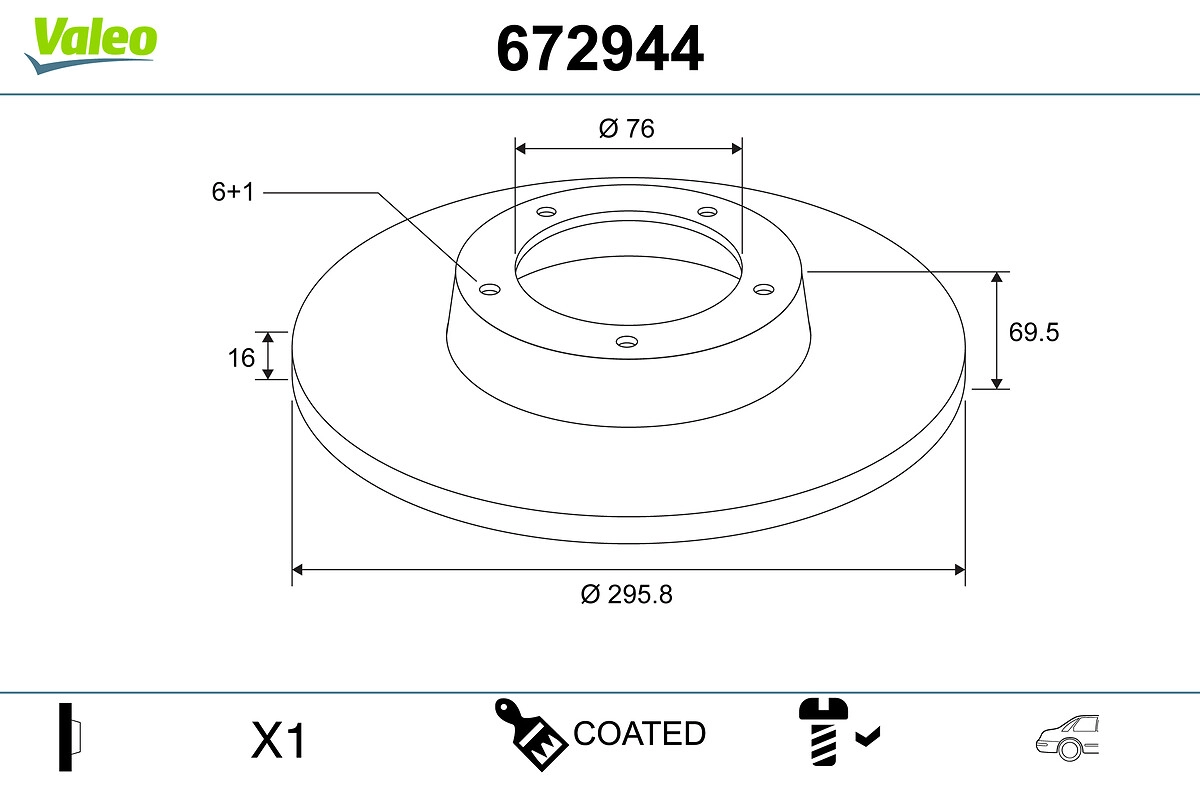 Тормозной диск coated VALEO 672944