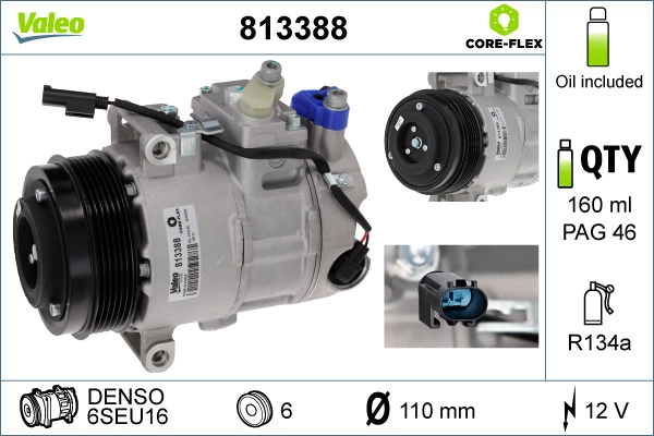 Компрессор кондиционер valeo core-flex VALEO 813388