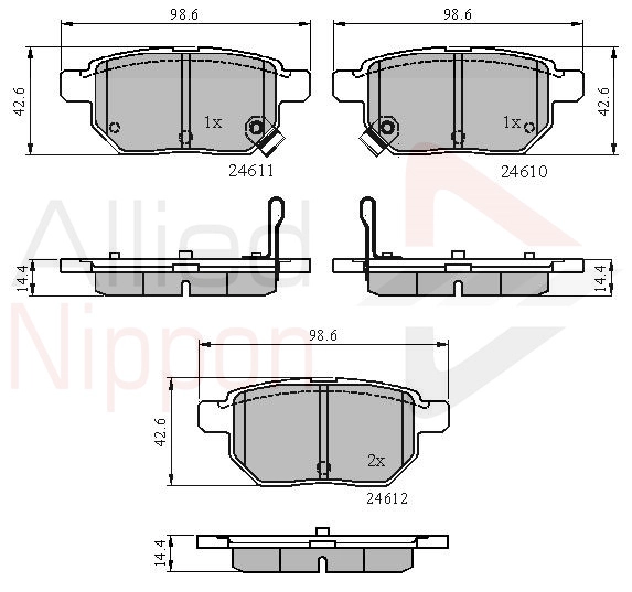 Комплект тормозных колодок дисковый тормоз anl braking ALLIED NIPPON ADB31579