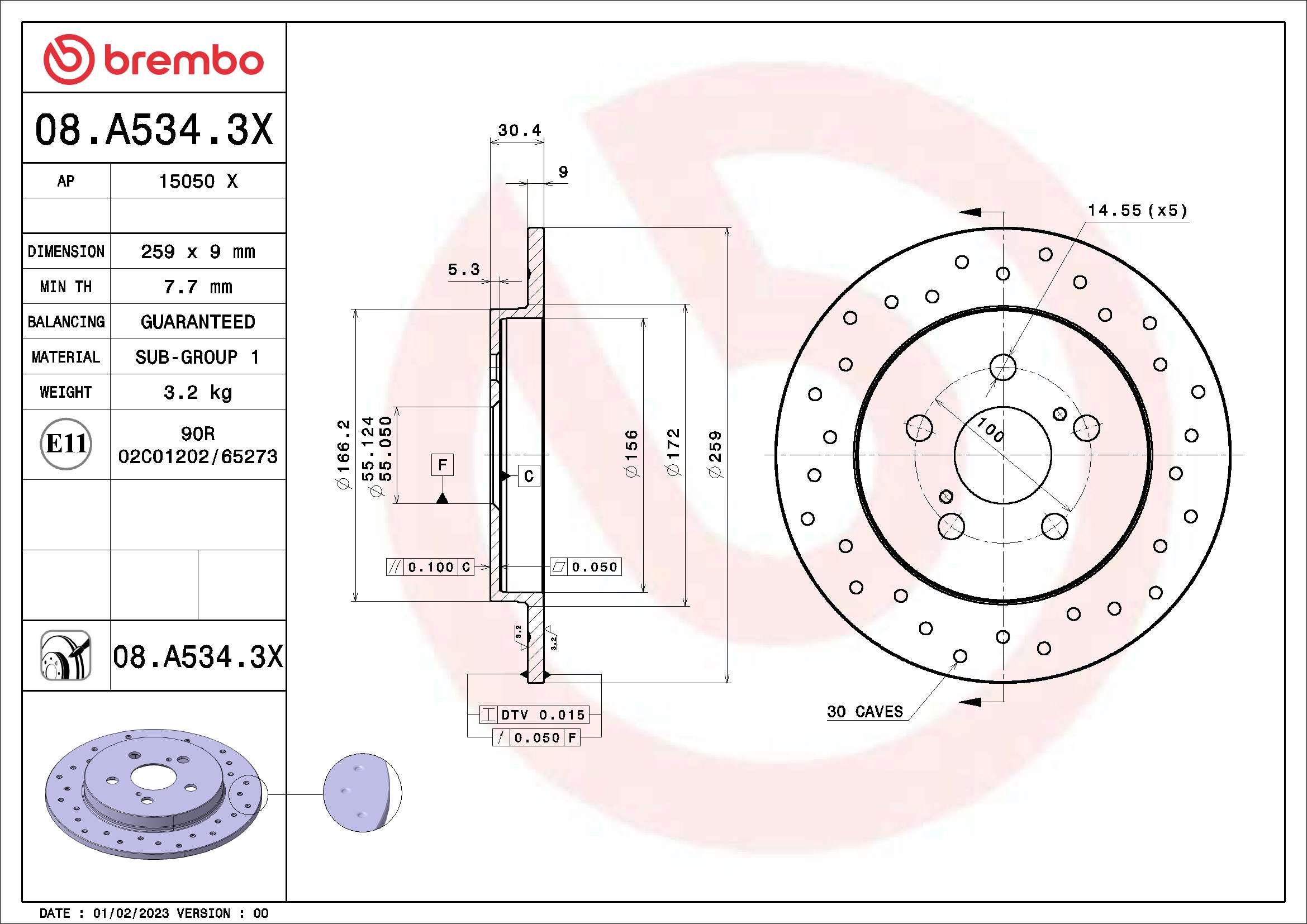 Тормозной диск xtra line - xtra BREMBO 08.A534.3X