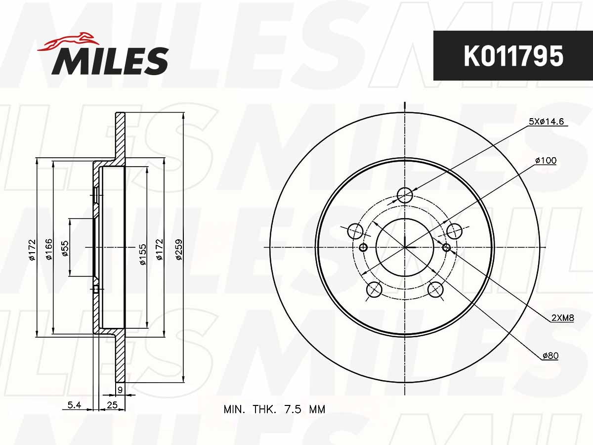 Тормозной диск MILES K011795