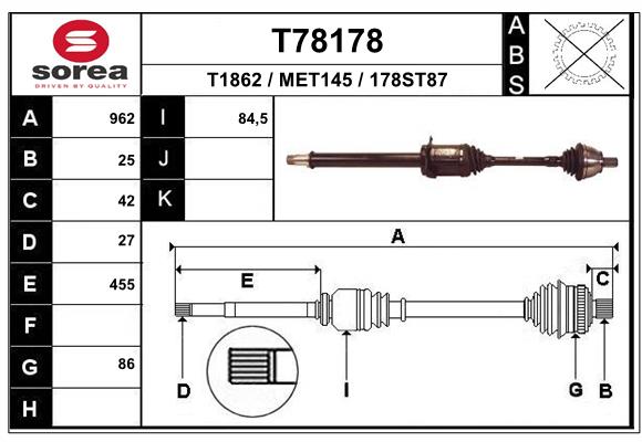Приводной вал EAI T78178