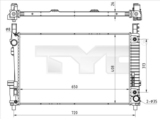 Радиатор охлаждение двигателя TYC 721-0020