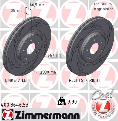 Тормозной диск black z ZIMMERMANN 400.3646.53