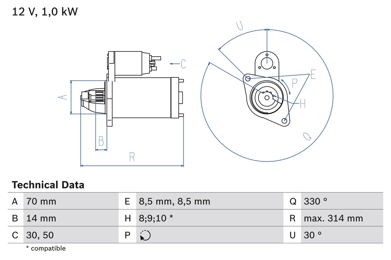 Стартер BOSCH 0 986 018 570