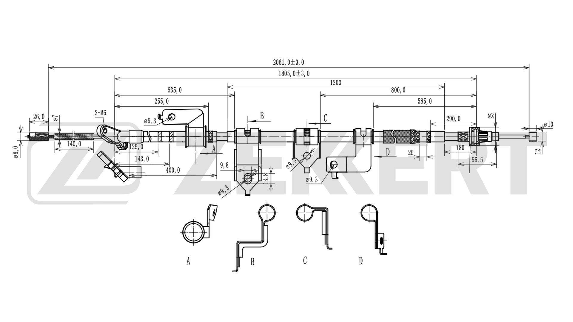 Тросик cтояночный тормоз ZEKKERT BZ-1024
