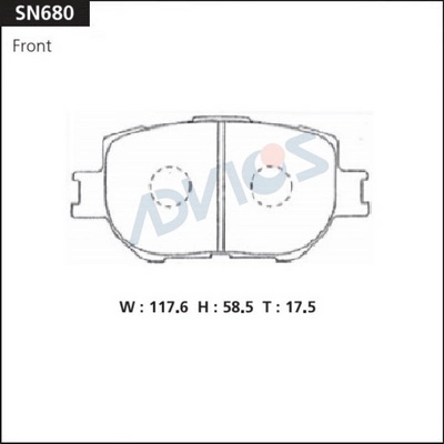 Комплект тормозных колодок дисковый тормоз ADVICS SN680