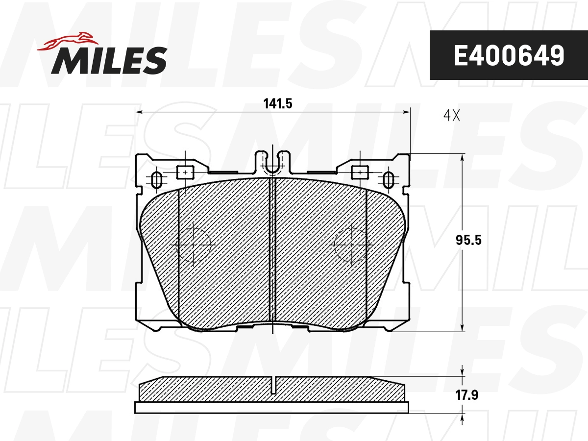 Комплект тормозных колодок дисковый тормоз MILES E400649