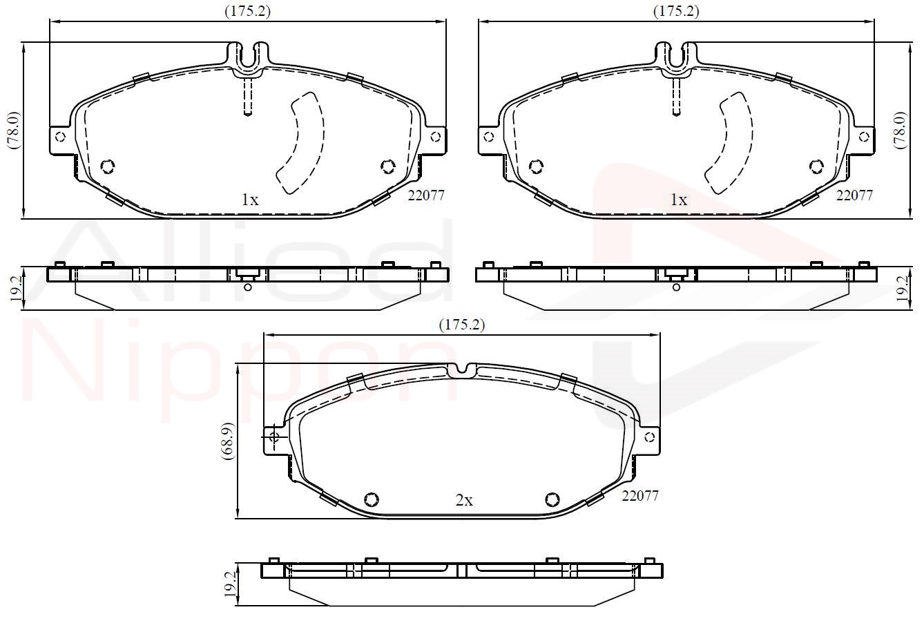 Комплект тормозных колодок дисковый тормоз anl braking ALLIED NIPPON ADB02364