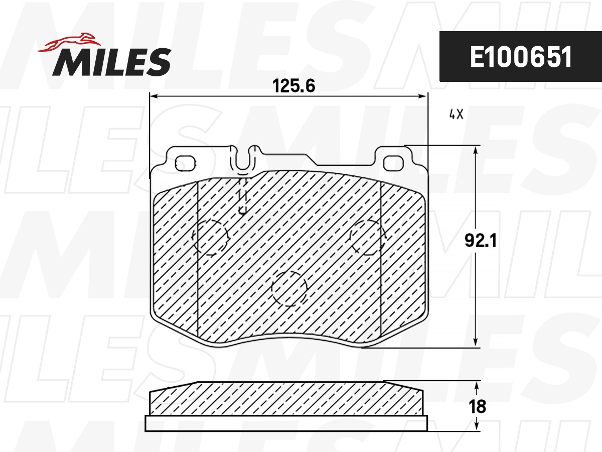 Комплект тормозных колодок дисковый тормоз MILES E100651