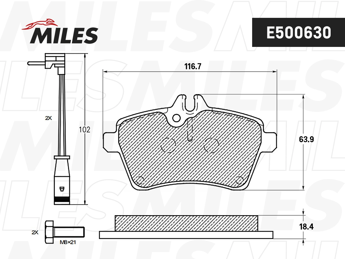 Комплект тормозных колодок дисковый тормоз MILES E500630