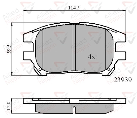 Комплект тормозных колодок дисковый тормоз anl braking ALLIED NIPPON ADB01212
