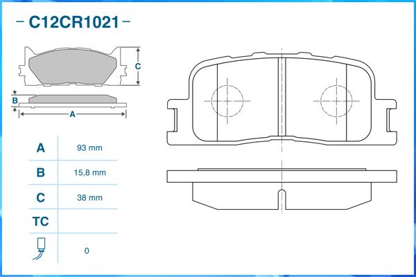Комплект тормозных колодок дисковый тормоз CWORKS C12CR1021